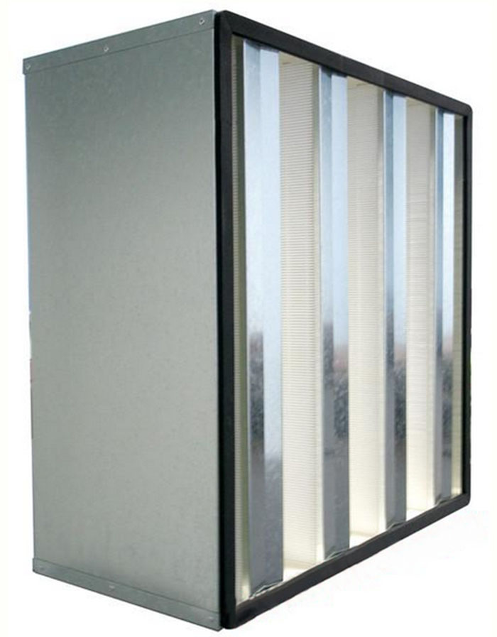 组合式高效过滤器框架分： 塑胶框、镀锌框、铝合金框、不锈钢框，常用塑胶框的组合式高效过滤器。